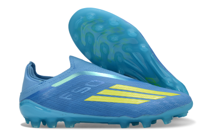 Unisex Adidas F50 Elite Laceless AG Artificial Grass Low-Tops Football Boots - Blue/Vibrant Blue/Electric Yellow