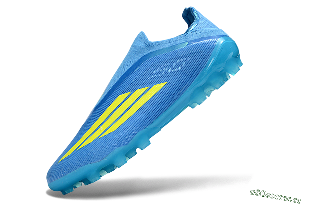 Unisex Adidas F50 Elite Laceless AG Artificial Grass Low-Tops Football Boots - Blue/Vibrant Blue/Electric Yellow 5