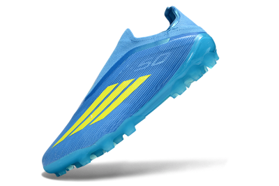Unisex Adidas F50 Elite Laceless AG Artificial Grass Low-Tops Football Boots - Blue/Vibrant Blue/Electric Yellow