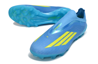 Unisex Adidas F50 Elite Laceless AG Artificial Grass Low-Tops Football Boots - Blue/Vibrant Blue/Electric Yellow
