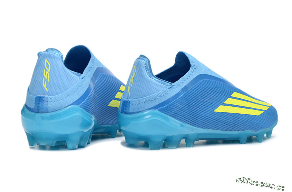 Unisex Adidas F50 Elite Laceless AG Artificial Grass Low-Tops Football Boots - Blue/Vibrant Blue/Electric Yellow 6