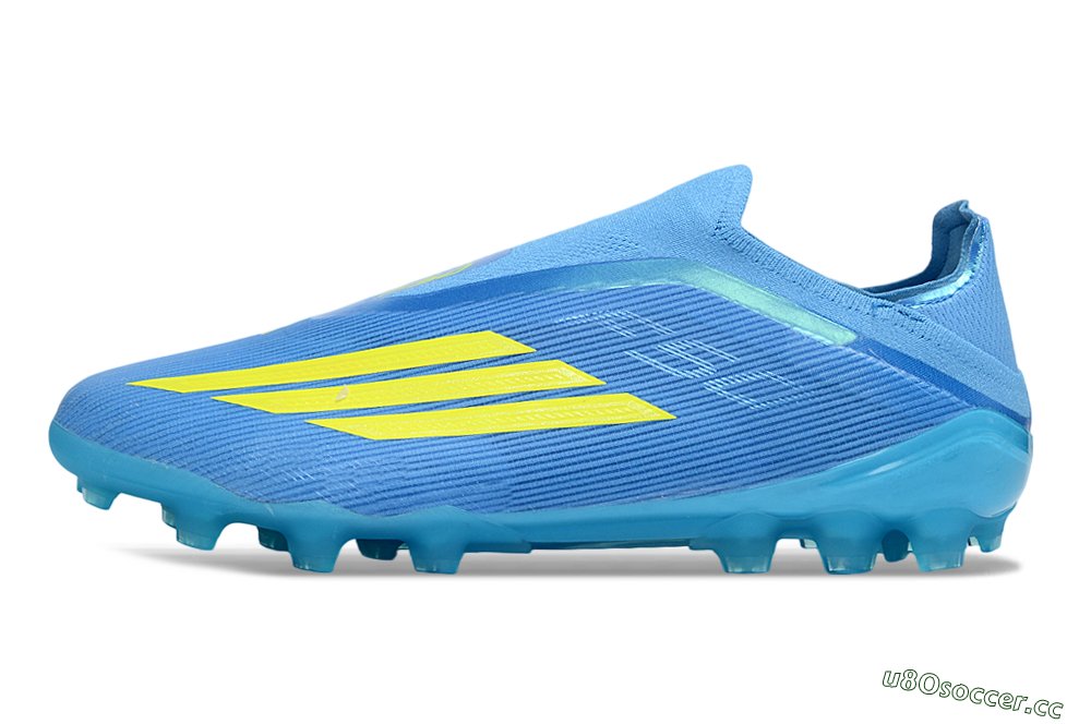 Unisex Adidas F50 Elite Laceless AG Artificial Grass Low-Tops Football Boots - Blue/Vibrant Blue/Electric Yellow 0