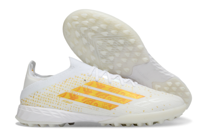 Unisex Adidas F50 Elite TF Artificial Turf Low-Tops Football Shoes - White/Sunset Orange/Solar Yellow