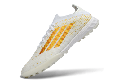 Unisex Adidas F50 Elite TF Artificial Turf Low-Tops Football Shoes - White/Sunset Orange/Solar Yellow