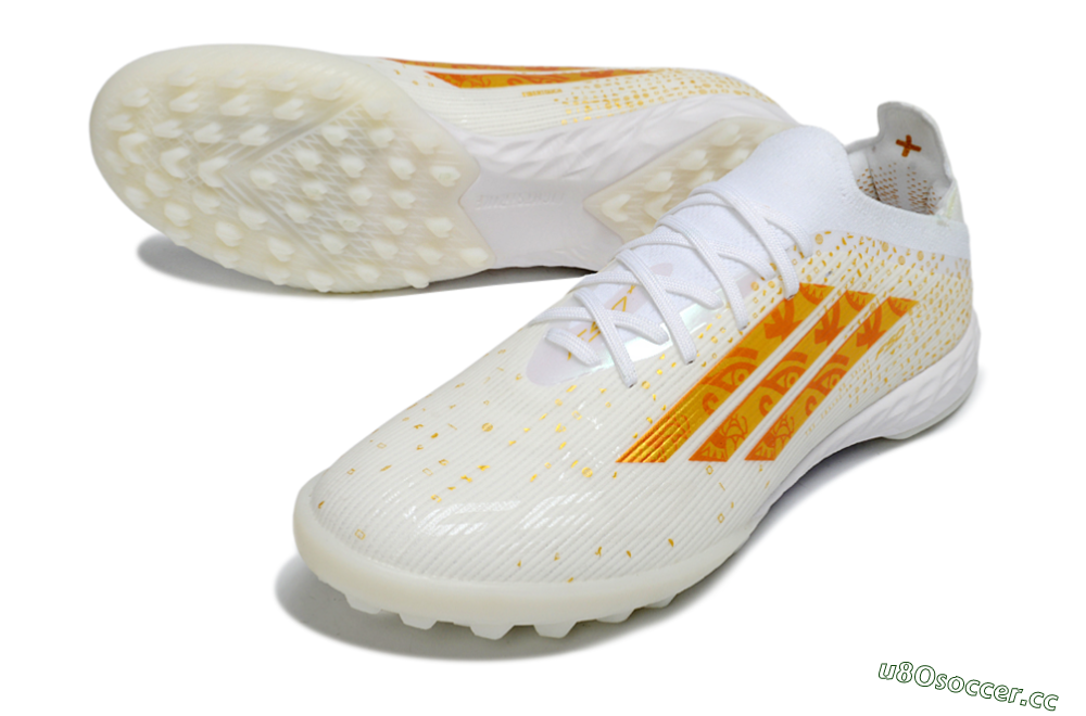 Unisex Adidas F50 Elite TF Artificial Turf Low-Tops Football Shoes - White/Sunset Orange/Solar Yellow 3