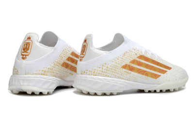 Unisex Adidas F50 Elite TF Artificial Turf Low-Tops Football Shoes - White/Sunset Orange/Solar Yellow