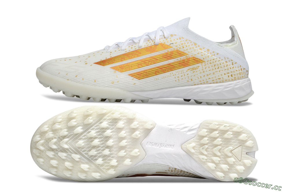 Unisex Adidas F50 Elite TF Artificial Turf Low-Tops Football Shoes - White/Sunset Orange/Solar Yellow 1