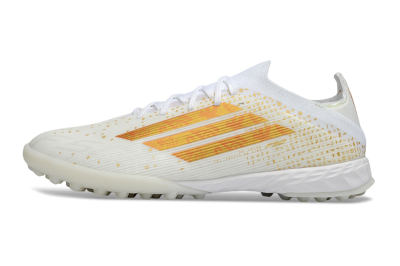 Unisex Adidas F50 Elite TF Artificial Turf Low-Tops Football Shoes - White/Sunset Orange/Solar Yellow