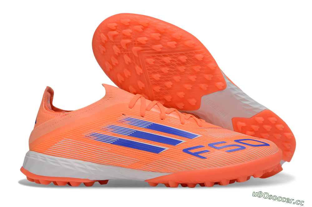 Unisex Adidas F50 Elite TF Artificial Turf Low-Tops Football Shoes - Orange/Vibrant Blue/Cool Gray 2