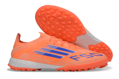 Unisex Adidas F50 Elite TF Artificial Turf Low-Tops Football Shoes - Orange/Vibrant Blue/Cool Gray