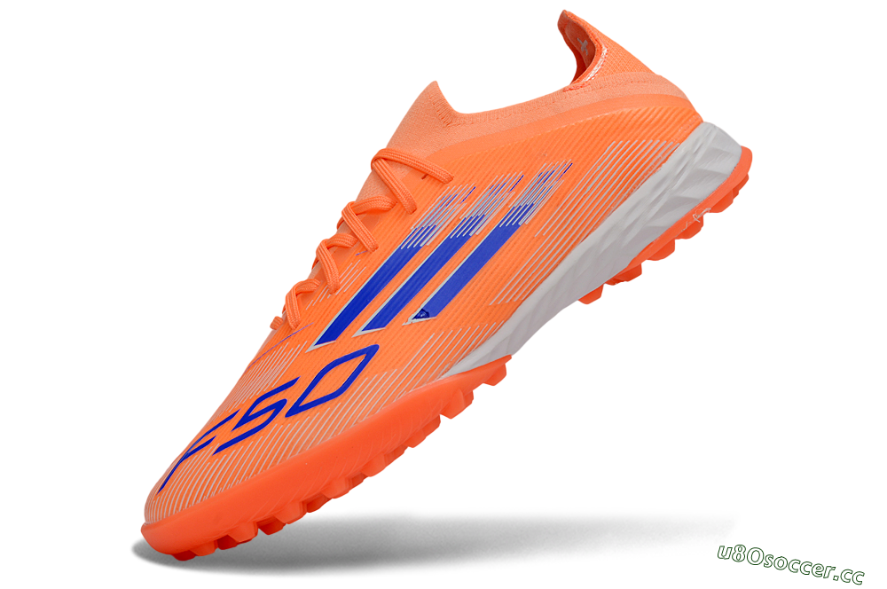 Unisex Adidas F50 Elite TF Artificial Turf Low-Tops Football Shoes - Orange/Vibrant Blue/Cool Gray 5