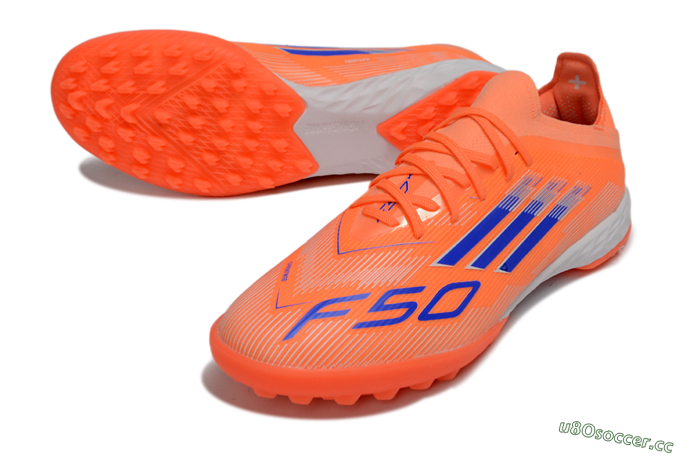 Unisex Adidas F50 Elite TF Artificial Turf Low-Tops Football Shoes - Orange/Vibrant Blue/Cool Gray 3