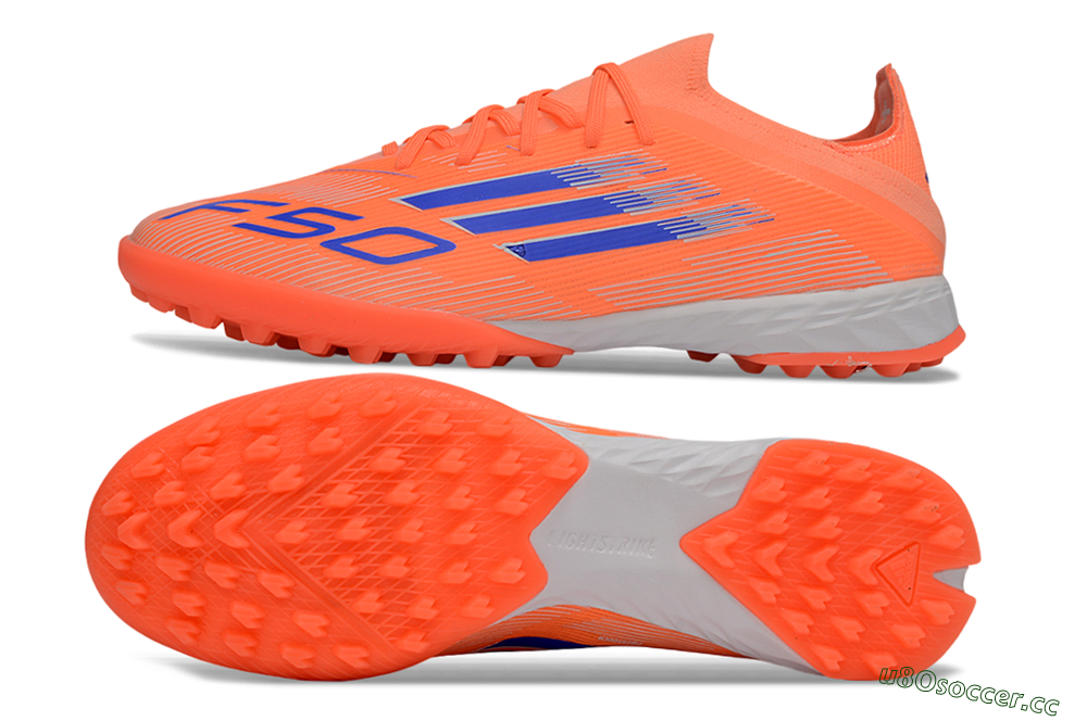 Unisex Adidas F50 Elite TF Artificial Turf Low-Tops Football Shoes - Orange/Vibrant Blue/Cool Gray 1