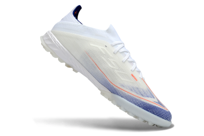 Unisex Adidas F50 Elite TF Artificial Turf Low-Tops Football Shoes - White/Electric Orange/Deep Blue