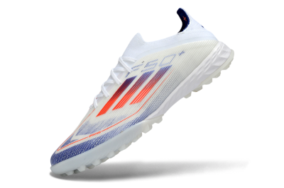 Unisex Adidas F50 Elite TF Artificial Turf Low-Tops Football Shoes - White/Electric Orange/Deep Blue