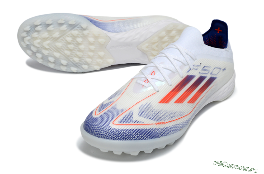 Unisex Adidas F50 Elite TF Artificial Turf Low-Tops Football Shoes - White/Electric Orange/Deep Blue 3