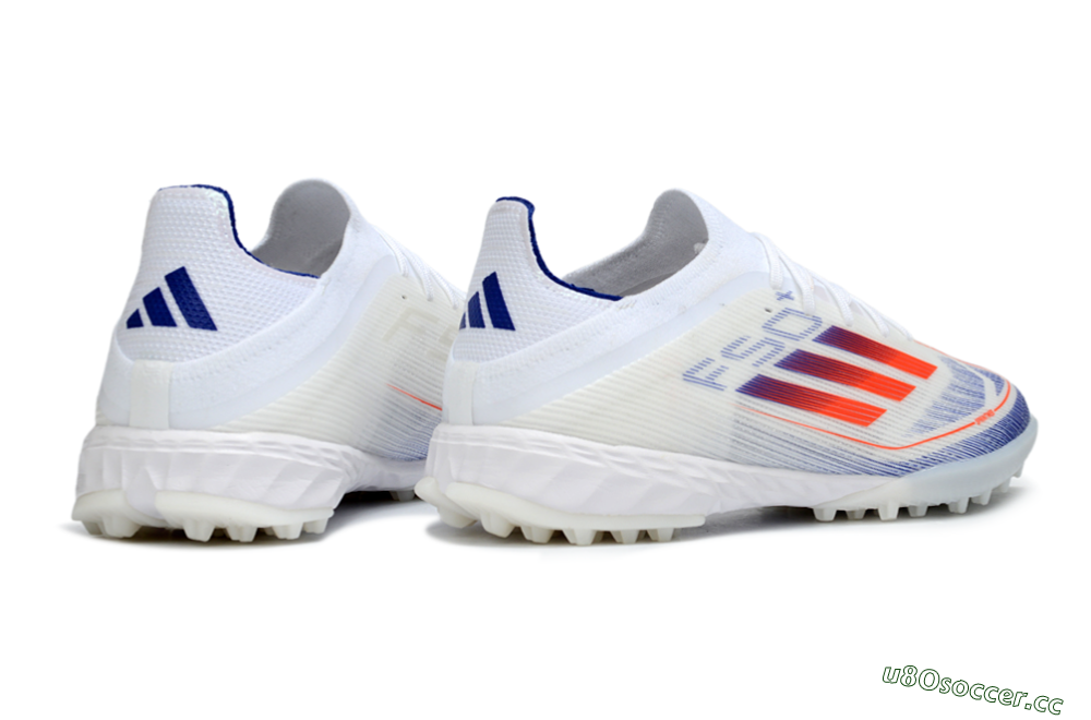 Unisex Adidas F50 Elite TF Artificial Turf Low-Tops Football Shoes - White/Electric Orange/Deep Blue 6