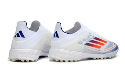 Unisex Adidas F50 Elite TF Artificial Turf Low-Tops Football Shoes - White/Electric Orange/Deep Blue