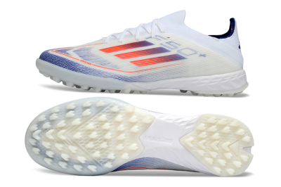 Unisex Adidas F50 Elite TF Artificial Turf Low-Tops Football Shoes - White/Electric Orange/Deep Blue
