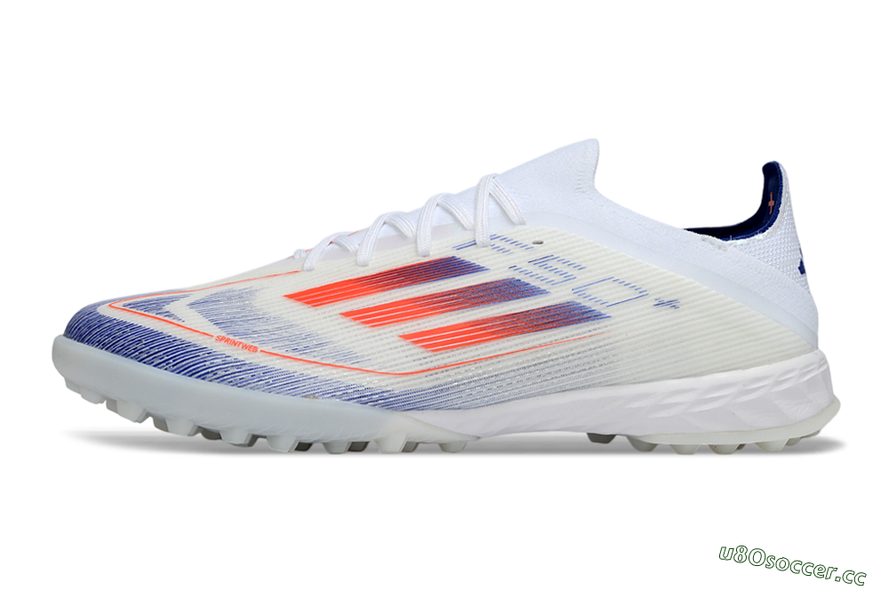 Unisex Adidas F50 Elite TF Artificial Turf Low-Tops Football Shoes - White/Electric Orange/Deep Blue 0