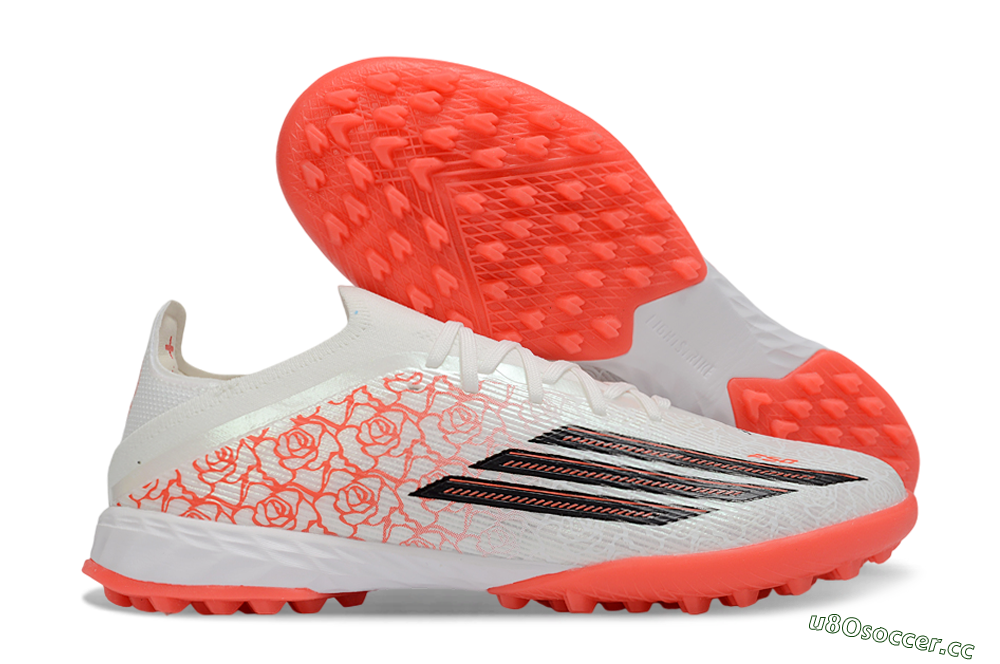 Unisex Adidas F50 Elite TF Artificial Turf Low-Tops Football Shoes - White/Coral Pink/Black 2