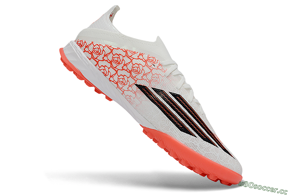 Unisex Adidas F50 Elite TF Artificial Turf Low-Tops Football Shoes - White/Coral Pink/Black 4