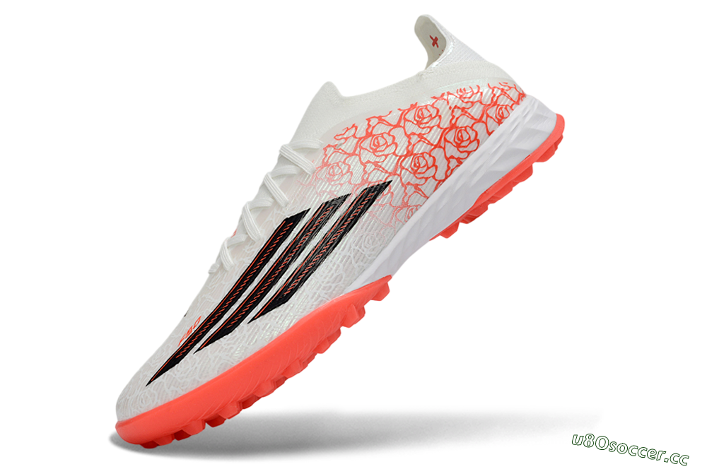 Unisex Adidas F50 Elite TF Artificial Turf Low-Tops Football Shoes - White/Coral Pink/Black 5