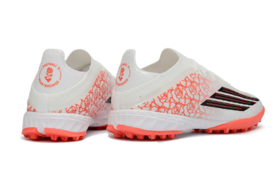 Unisex Adidas F50 Elite TF Artificial Turf Low-Tops Football Shoes - White/Coral Pink/Black