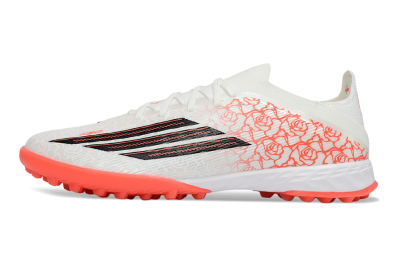 Unisex Adidas F50 Elite TF Artificial Turf Low-Tops Football Shoes - White/Coral Pink/Black