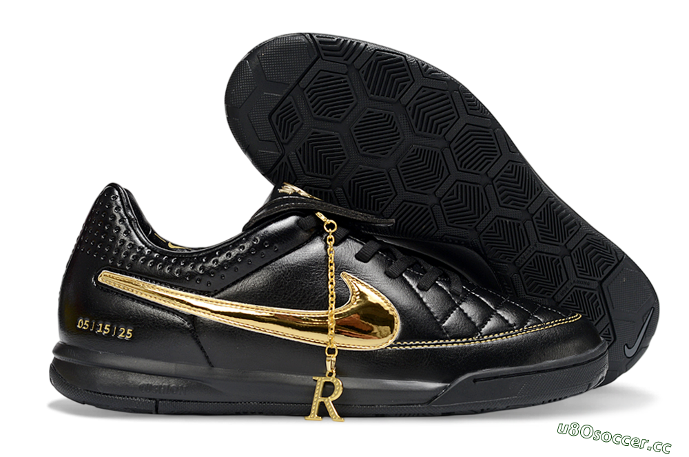 Men's Nike Tiempo Legend SE IC Indoor & Futsal Low-Tops Football Shoes - Black/Gold Accent/Classic Black 2