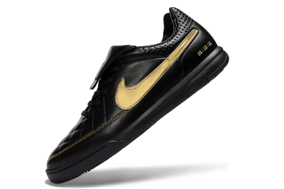 Men's Nike Tiempo Legend SE IC Indoor & Futsal Low-Tops Football Shoes - Black/Gold Accent/Classic Black