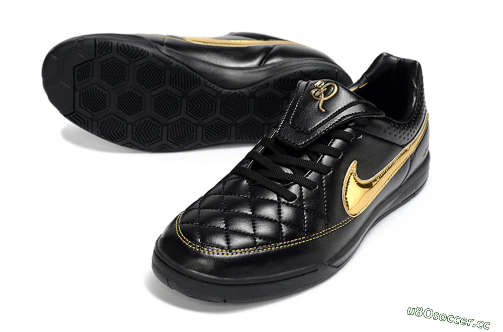 Men's Nike Tiempo Legend SE IC Indoor & Futsal Low-Tops Football Shoes - Black/Gold Accent/Classic Black 3
