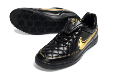 Men's Nike Tiempo Legend SE IC Indoor & Futsal Low-Tops Football Shoes - Black/Gold Accent/Classic Black