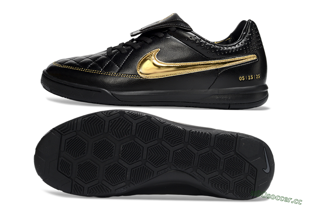 Men's Nike Tiempo Legend SE IC Indoor & Futsal Low-Tops Football Shoes - Black/Gold Accent/Classic Black 1