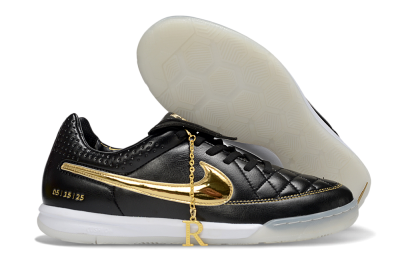 Men's Nike Tiempo Legend SE IC Indoor & Futsal Low-Tops Football Shoes - Black/Gold Accent/White Sole