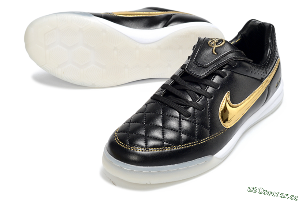 Men's Nike Tiempo Legend SE IC Indoor & Futsal Low-Tops Football Shoes - Black/Gold Accent/White Sole 3