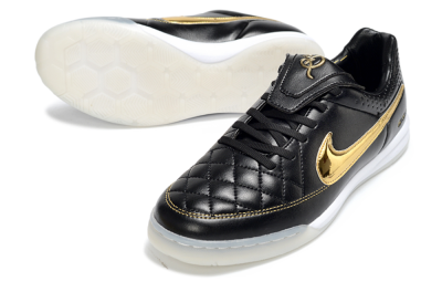 Men's Nike Tiempo Legend SE IC Indoor & Futsal Low-Tops Football Shoes - Black/Gold Accent/White Sole