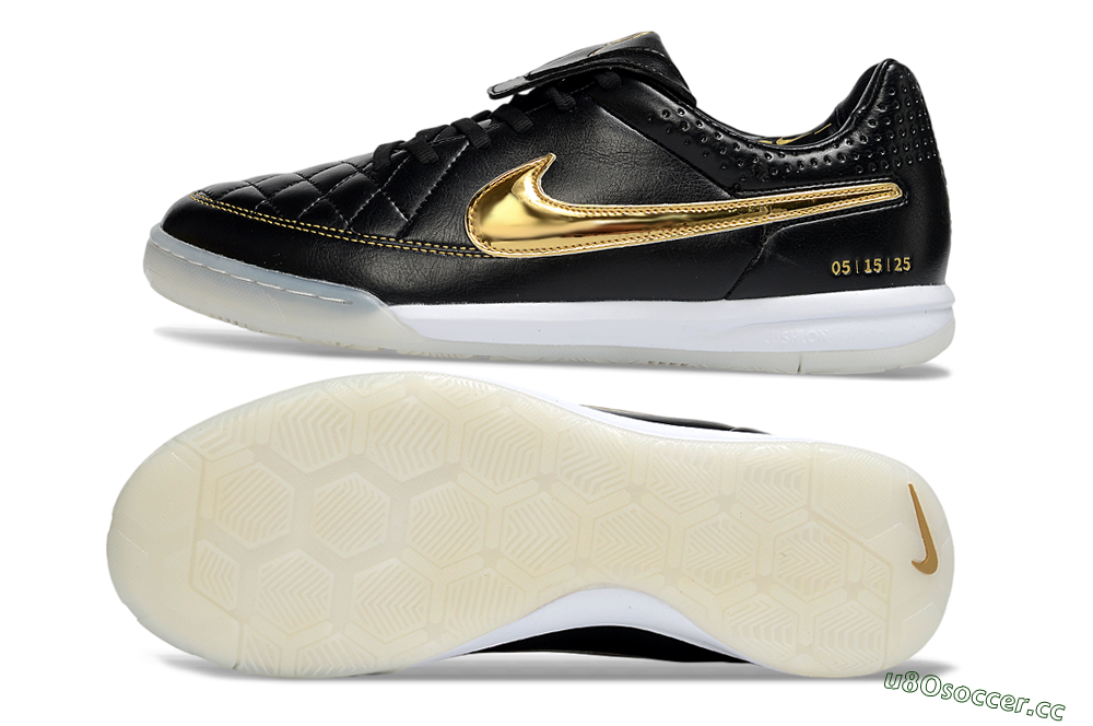 Men's Nike Tiempo Legend SE IC Indoor & Futsal Low-Tops Football Shoes - Black/Gold Accent/White Sole 1
