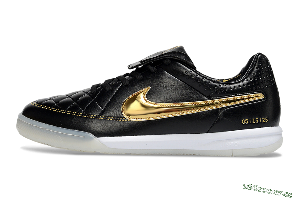 Men's Nike Tiempo Legend SE IC Indoor & Futsal Low-Tops Football Shoes - Black/Gold Accent/White Sole 0