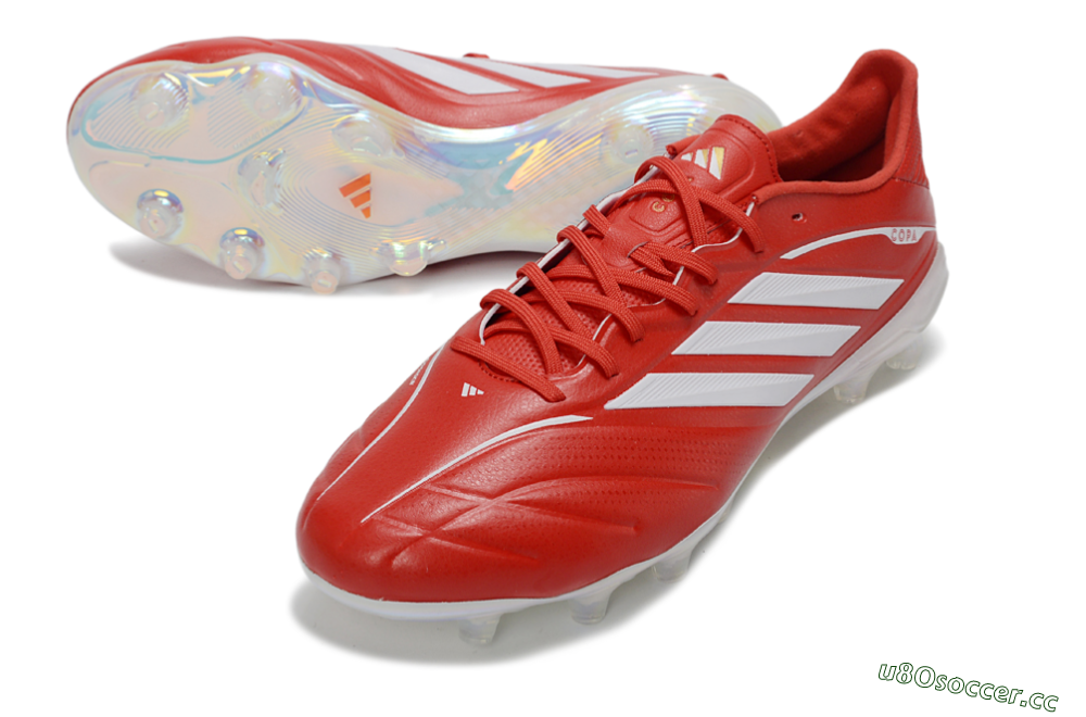Men's Adidas Copa Pure 4 Elite FG Firm Ground Low-Tops Football Boots - Red/Crimson Blaze/White Lightning 3
