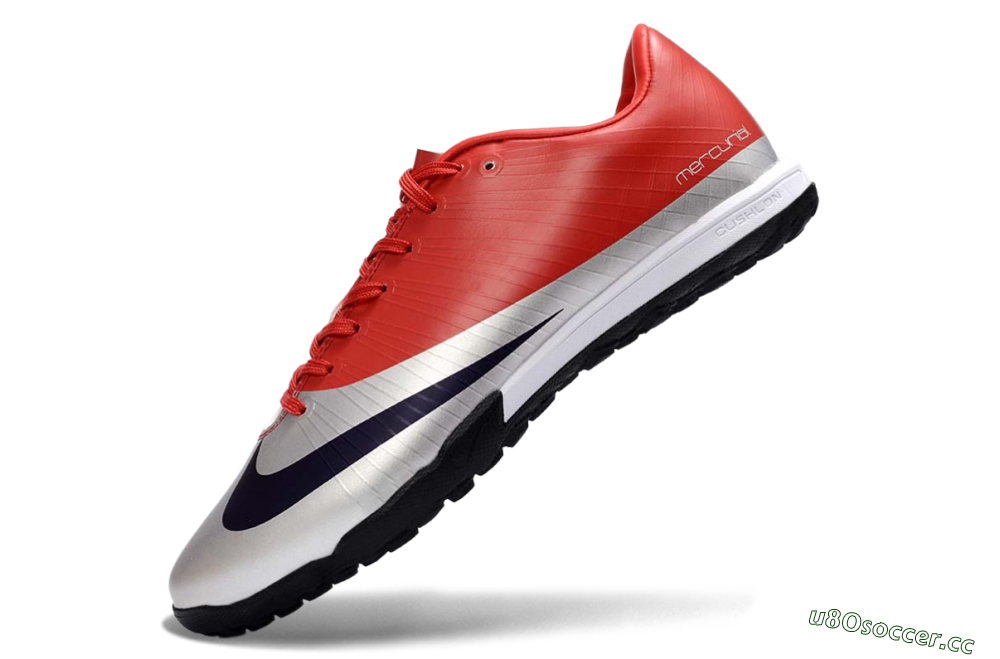 Men's Nike Air Zoom Mercurial Vapor 16 Elite TF Artificial Turf Low-Tops Football Shoes - Red/Bright Coral/Metallic Silver 5