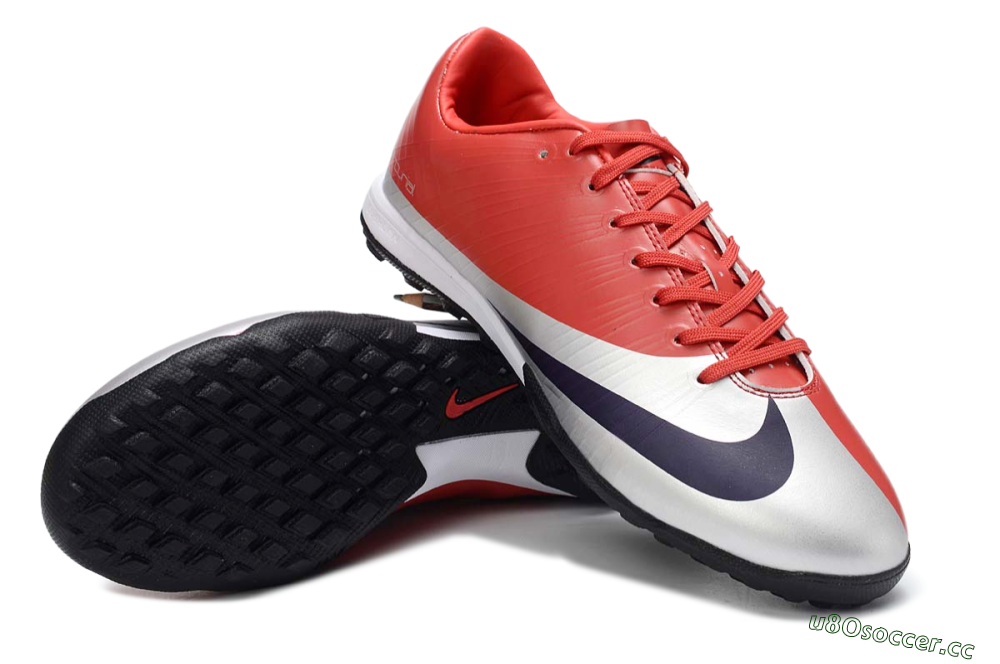 Men's Nike Air Zoom Mercurial Vapor 16 Elite TF Artificial Turf Low-Tops Football Shoes - Red/Bright Coral/Metallic Silver 3