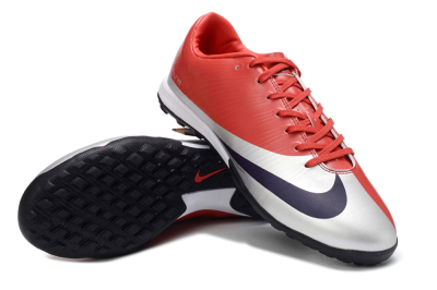 Men's Nike Air Zoom Mercurial Vapor 16 Elite TF Artificial Turf Low-Tops Football Shoes - Red/Bright Coral/Metallic Silver