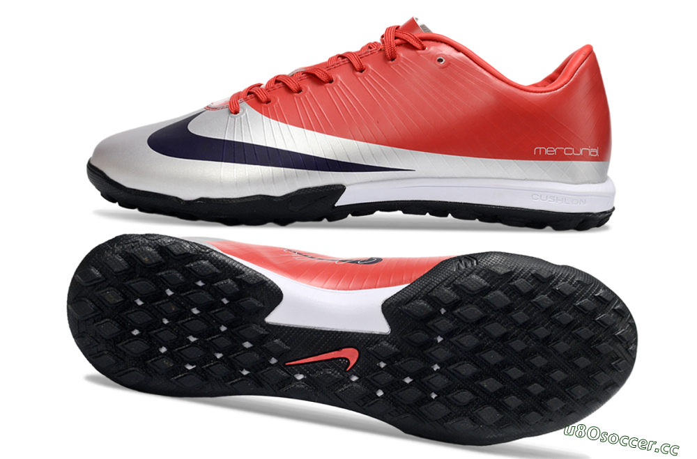 Men's Nike Air Zoom Mercurial Vapor 16 Elite TF Artificial Turf Low-Tops Football Shoes - Red/Bright Coral/Metallic Silver 1