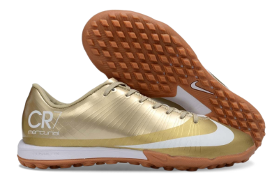 Men's Nike Air Zoom Mercurial Vapor 16 Elite TF Artificial Turf Low-Tops Football Shoes - Gold/Champagne Gold/Peach Orange