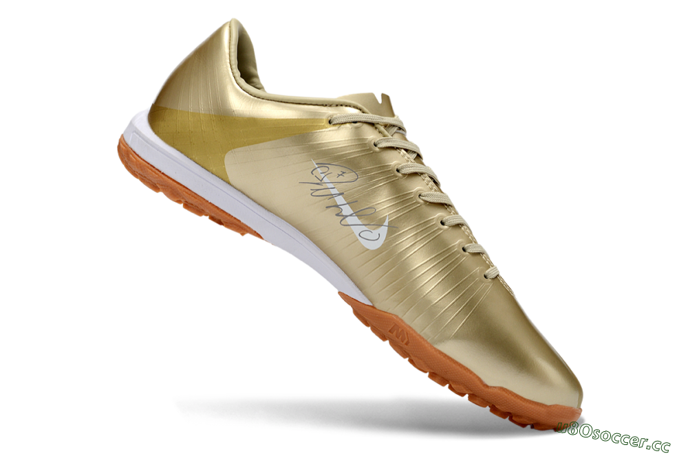 Men's Nike Air Zoom Mercurial Vapor 16 Elite TF Artificial Turf Low-Tops Football Shoes - Gold/Champagne Gold/Peach Orange 4
