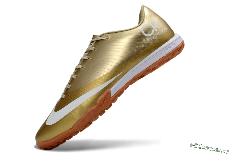Men's Nike Air Zoom Mercurial Vapor 16 Elite TF Artificial Turf Low-Tops Football Shoes - Gold/Champagne Gold/Peach Orange 5