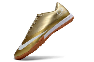 Men's Nike Air Zoom Mercurial Vapor 16 Elite TF Artificial Turf Low-Tops Football Shoes - Gold/Champagne Gold/Peach Orange