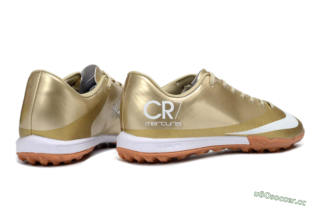 Men's Nike Air Zoom Mercurial Vapor 16 Elite TF Artificial Turf Low-Tops Football Shoes - Gold/Champagne Gold/Peach Orange 6