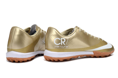 Men's Nike Air Zoom Mercurial Vapor 16 Elite TF Artificial Turf Low-Tops Football Shoes - Gold/Champagne Gold/Peach Orange